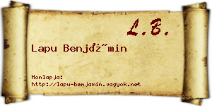 Lapu Benjámin névjegykártya