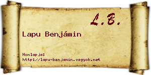 Lapu Benjámin névjegykártya